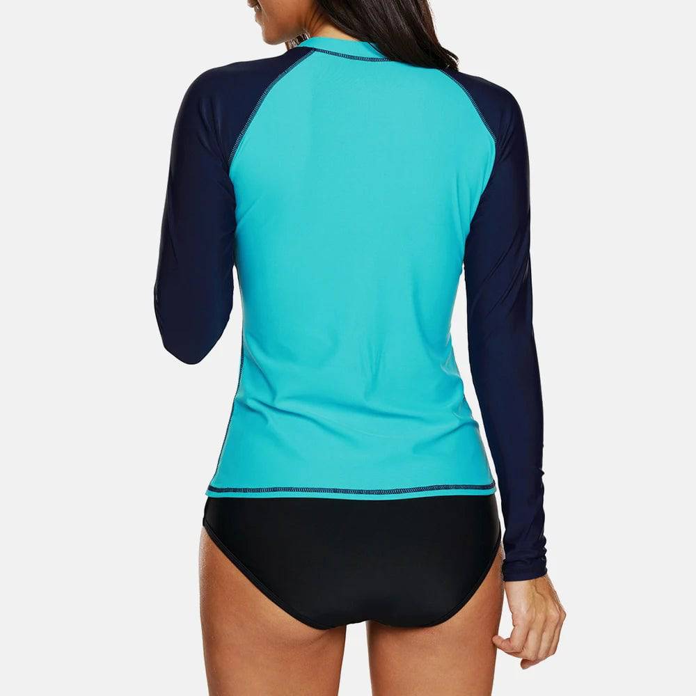 
                  
                    Anfilia Women Long Sleeve Rashguard Swimwear Rash Guard Surfing Top Colorblock Swimsuit Biking Shirt UPF50+ Beach Wear
                  
                