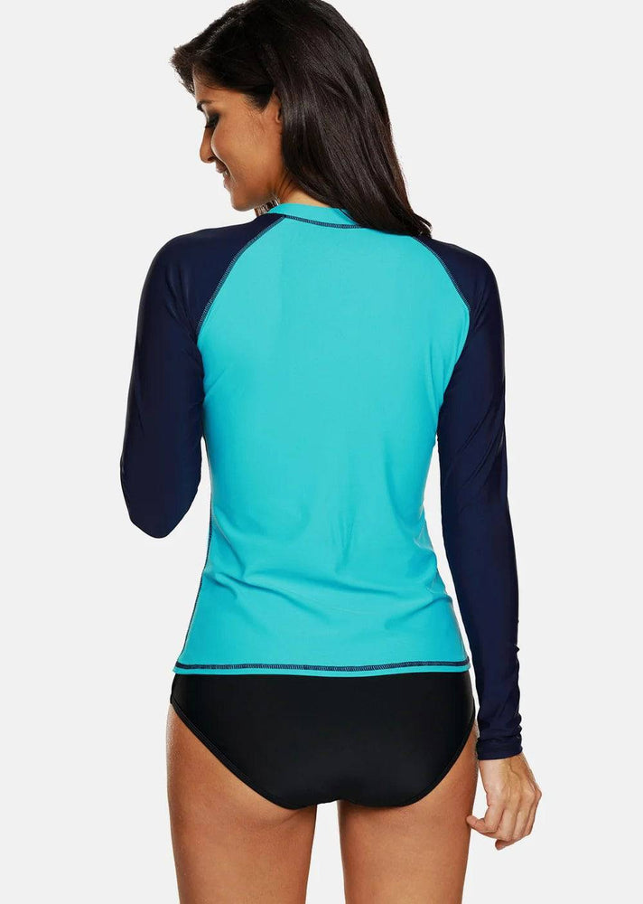 
                  
                    Anfilia Women Long Sleeve Rashguard Swimwear Rash Guard Surfing Top Colorblock Swimsuit Biking Shirt UPF50+ Beach Wear
                  
                