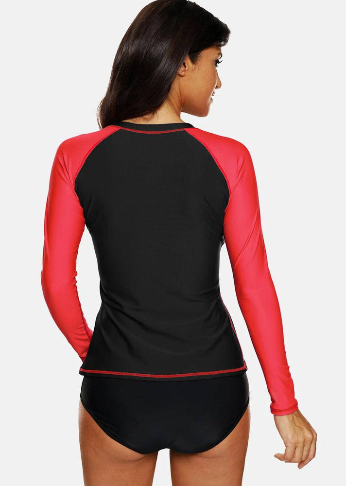 
                  
                    Anfilia Women Long Sleeve Rashguard Swimwear Rash Guard Surfing Top Colorblock Swimsuit Biking Shirt UPF50+ Beach Wear
                  
                