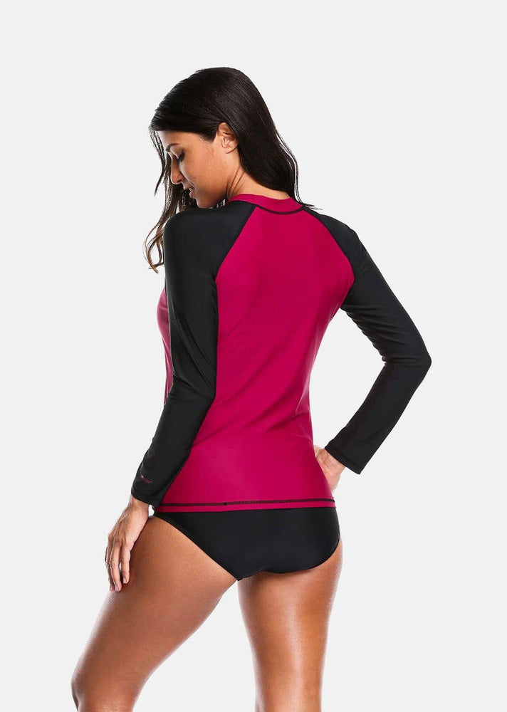 
                  
                    Anfilia Women Long Sleeve Rashguard Swimwear Rash Guard Surfing Top Colorblock Swimsuit Biking Shirt UPF50+ Beach Wear
                  
                