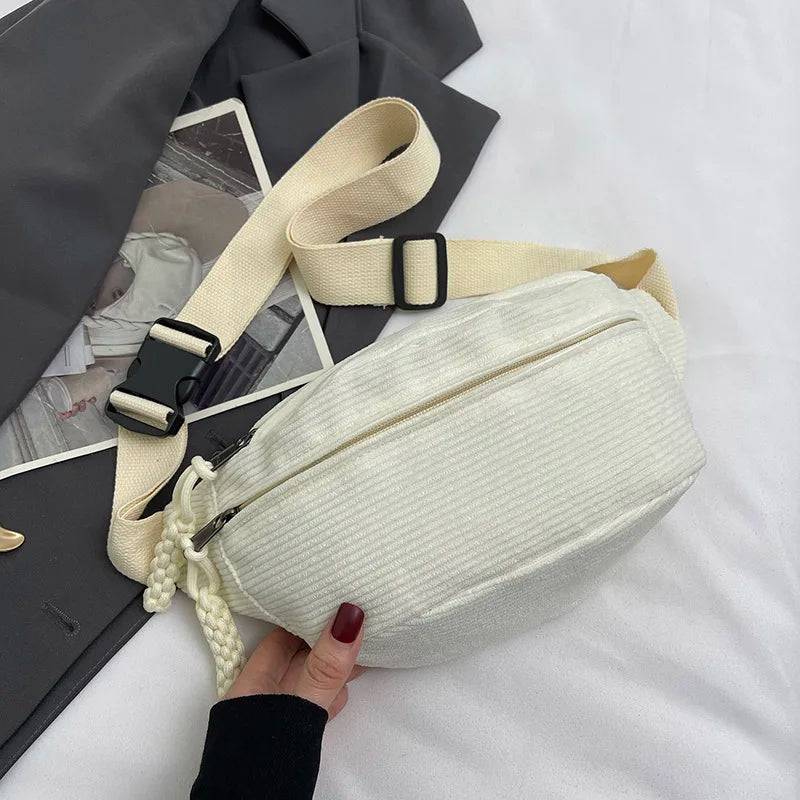 
                  
                    Casual Corduroy Belt Bags for Women Fashion Fanny Pack Female Banana Waist Bag Hip Purse Shoulder Crossbody Chest Bag Pocket
                  
                