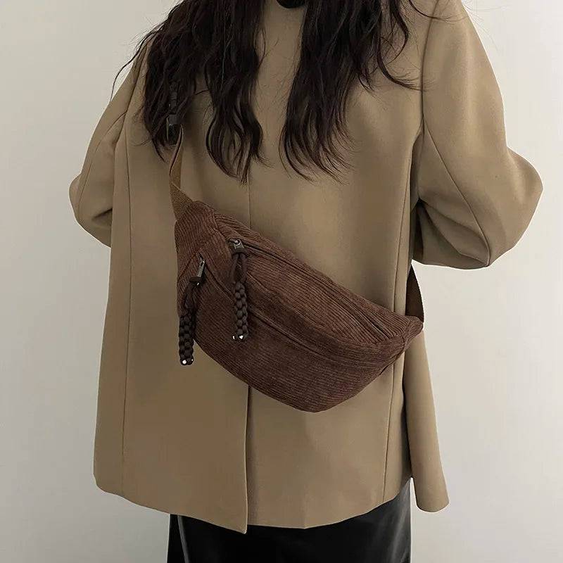 
                  
                    Casual Corduroy Belt Bags for Women Fashion Fanny Pack Female Banana Waist Bag Hip Purse Shoulder Crossbody Chest Bag Pocket
                  
                