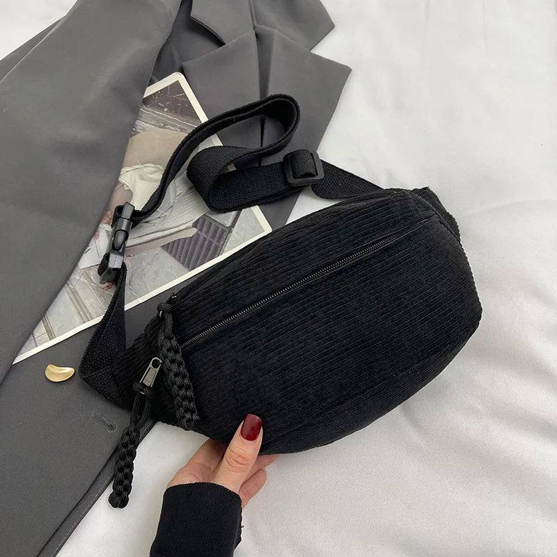 
                  
                    Casual Corduroy Belt Bags for Women Fashion Fanny Pack Female Banana Waist Bag Hip Purse Shoulder Crossbody Chest Bag Pocket
                  
                