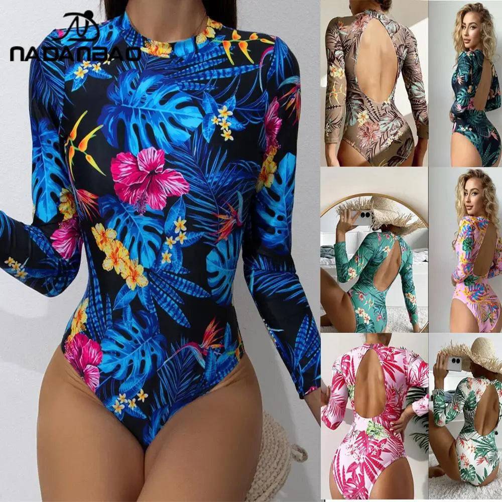 
                  
                    NADANBAO Women Long Sleeves One Piece Swimsuits Sexy Backless Swimwear Printing Body Suits Bathing Suit Summer Beach Wear
                  
                