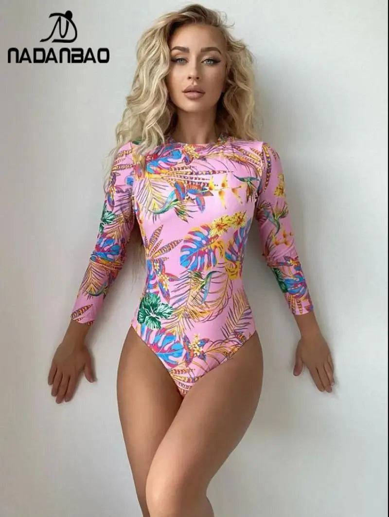 
                  
                    NADANBAO Women Long Sleeves One Piece Swimsuits Sexy Backless Swimwear Printing Body Suits Bathing Suit Summer Beach Wear
                  
                