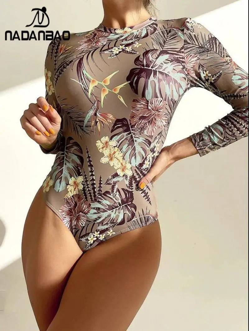 
                  
                    NADANBAO Women Long Sleeves One Piece Swimsuits Sexy Backless Swimwear Printing Body Suits Bathing Suit Summer Beach Wear
                  
                