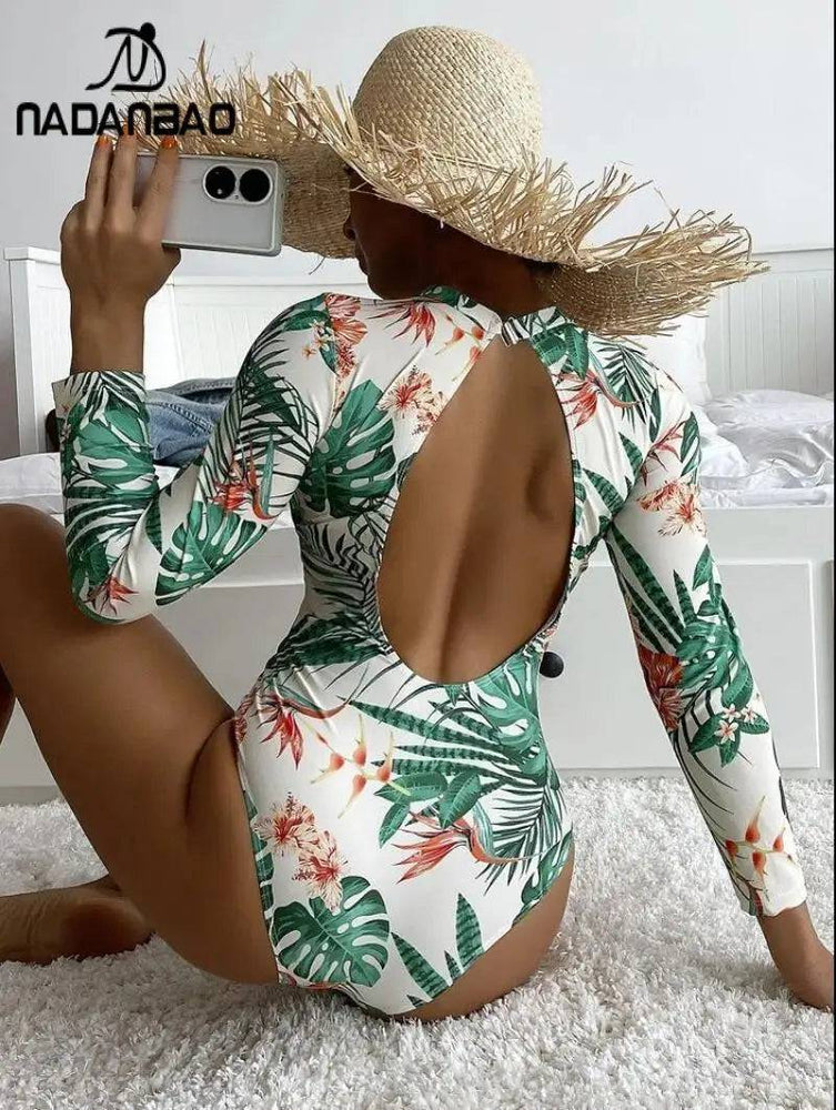 
                  
                    NADANBAO Women Long Sleeves One Piece Swimsuits Sexy Backless Swimwear Printing Body Suits Bathing Suit Summer Beach Wear
                  
                