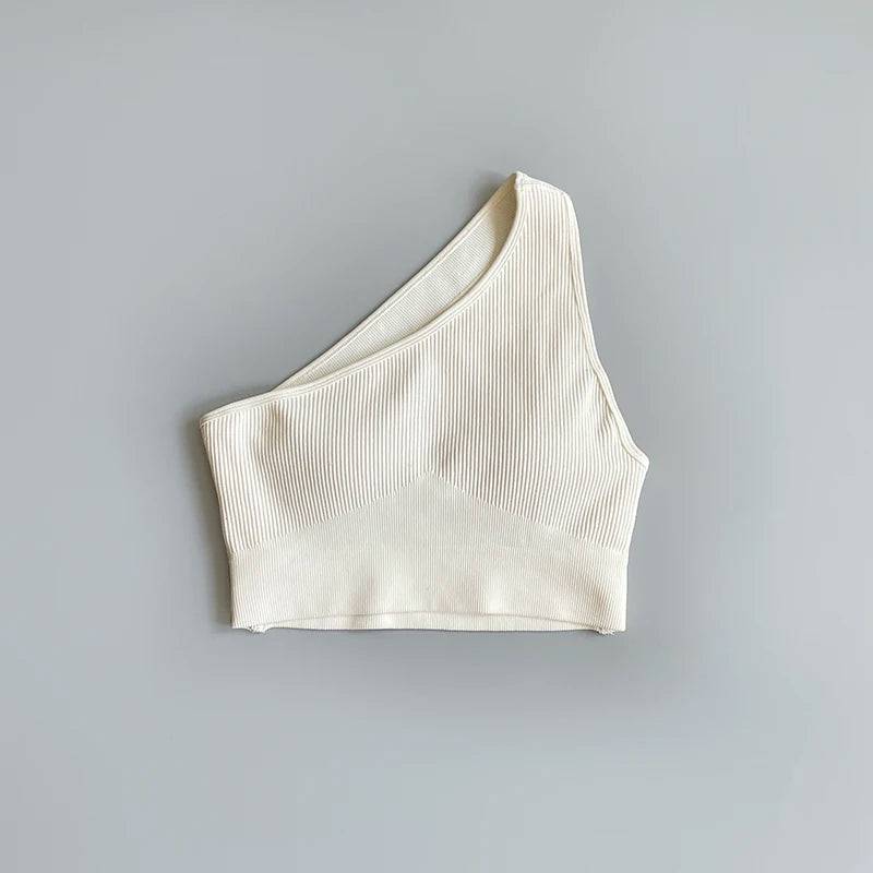 
                  
                    One Shoulder Cut Out Back Sports Bra Women Breathable Running Yoga Crop Top
                  
                