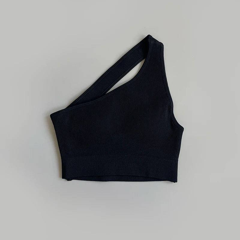 
                  
                    One Shoulder Cut Out Back Sports Bra Women Breathable Running Yoga Crop Top
                  
                