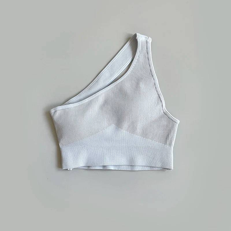 
                  
                    One Shoulder Cut Out Back Sports Bra Women Breathable Running Yoga Crop Top
                  
                