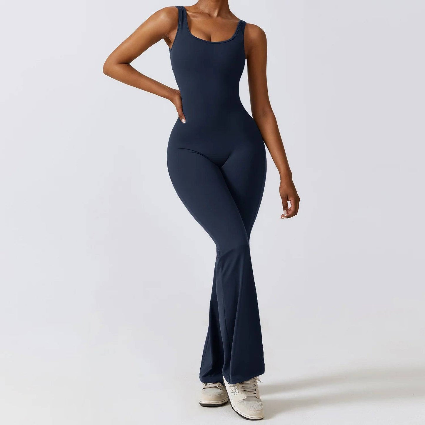 
                  
                    V Back Scrunch Gym Set Women Sport One-Piece Suit Yoga Suit Flared Pants Women Sports Jumpsuit Fitness Rompers Workout Bodysuits
                  
                