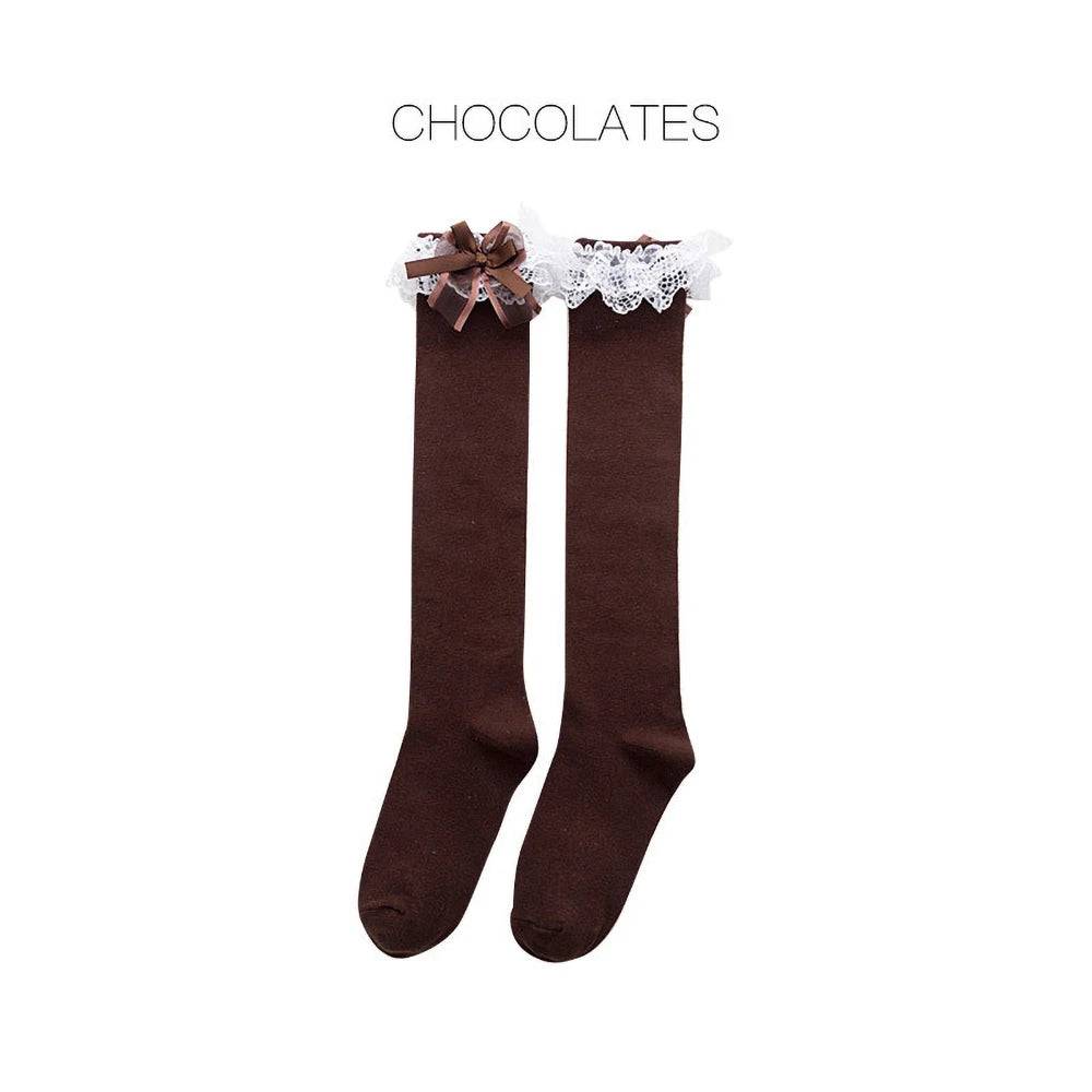 
                  
                    JK Loli Bow Lace Lolita Socks Knee High Black White Pile Pile Socks Sweet Women Girl Gift Bow Socks Cosplay Costumes Accessories
                  
                