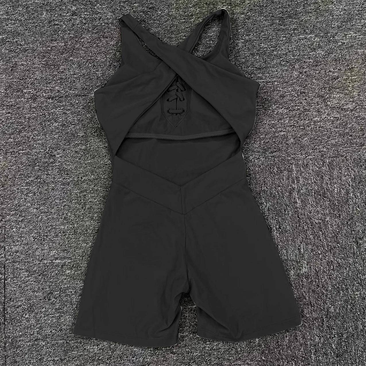 
                  
                    2024 Lycra Pad Laced Yoga Set Hip Lifting Squat Proof Shorts Sports One Piece Jumpsuit Gym Fitness Bodysuit Active Romper
                  
                