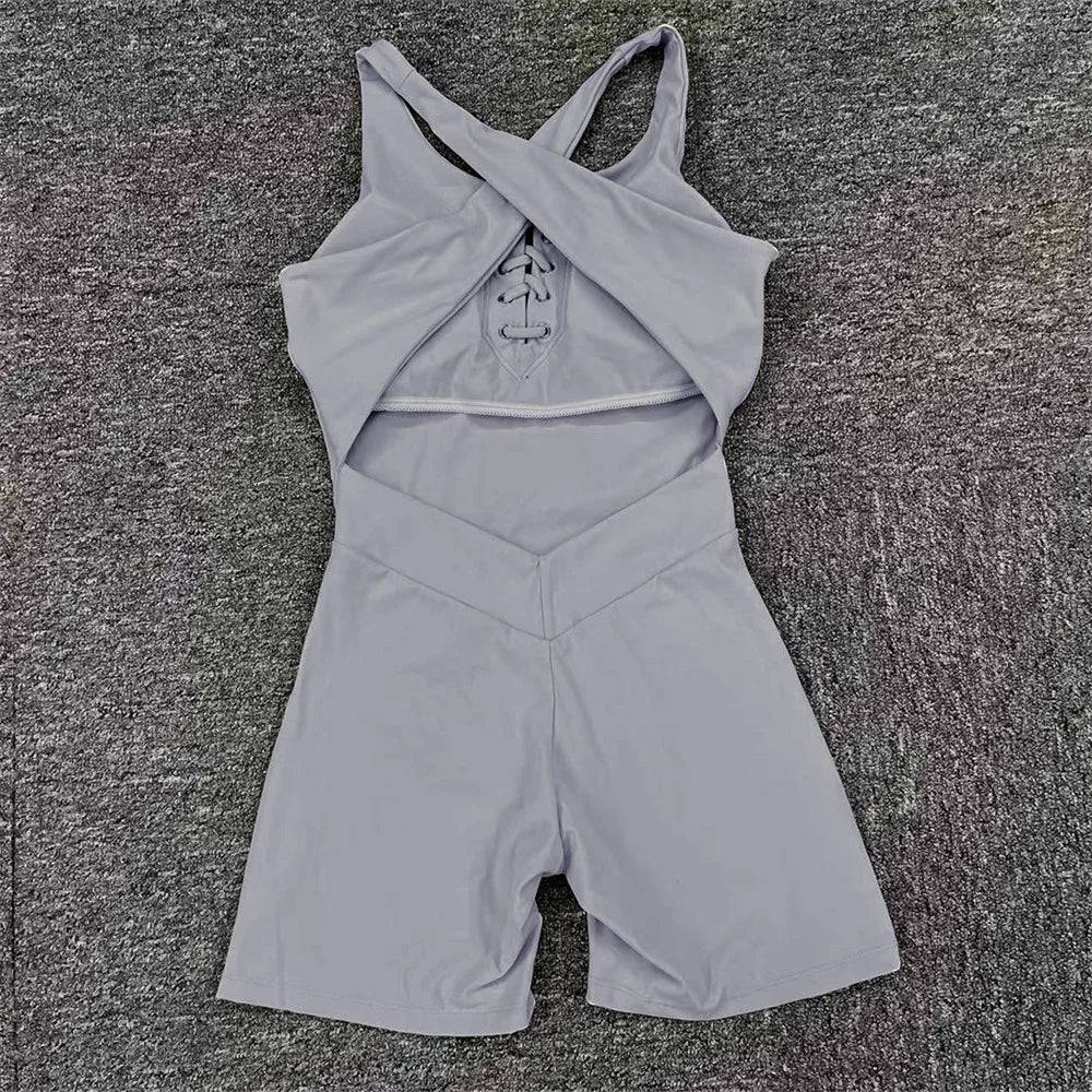 
                  
                    2024 Lycra Pad Laced Yoga Set Hip Lifting Squat Proof Shorts Sports One Piece Jumpsuit Gym Fitness Bodysuit Active Romper
                  
                