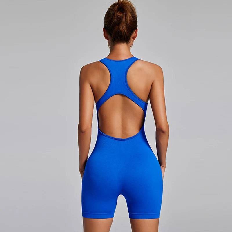 
                  
                    Fashion Sleeveless Yoga Jumpsuits For Women Summer Casual Backless Bodycon Sport Short Rompers Female Workout Ribbed Playsuit
                  
                