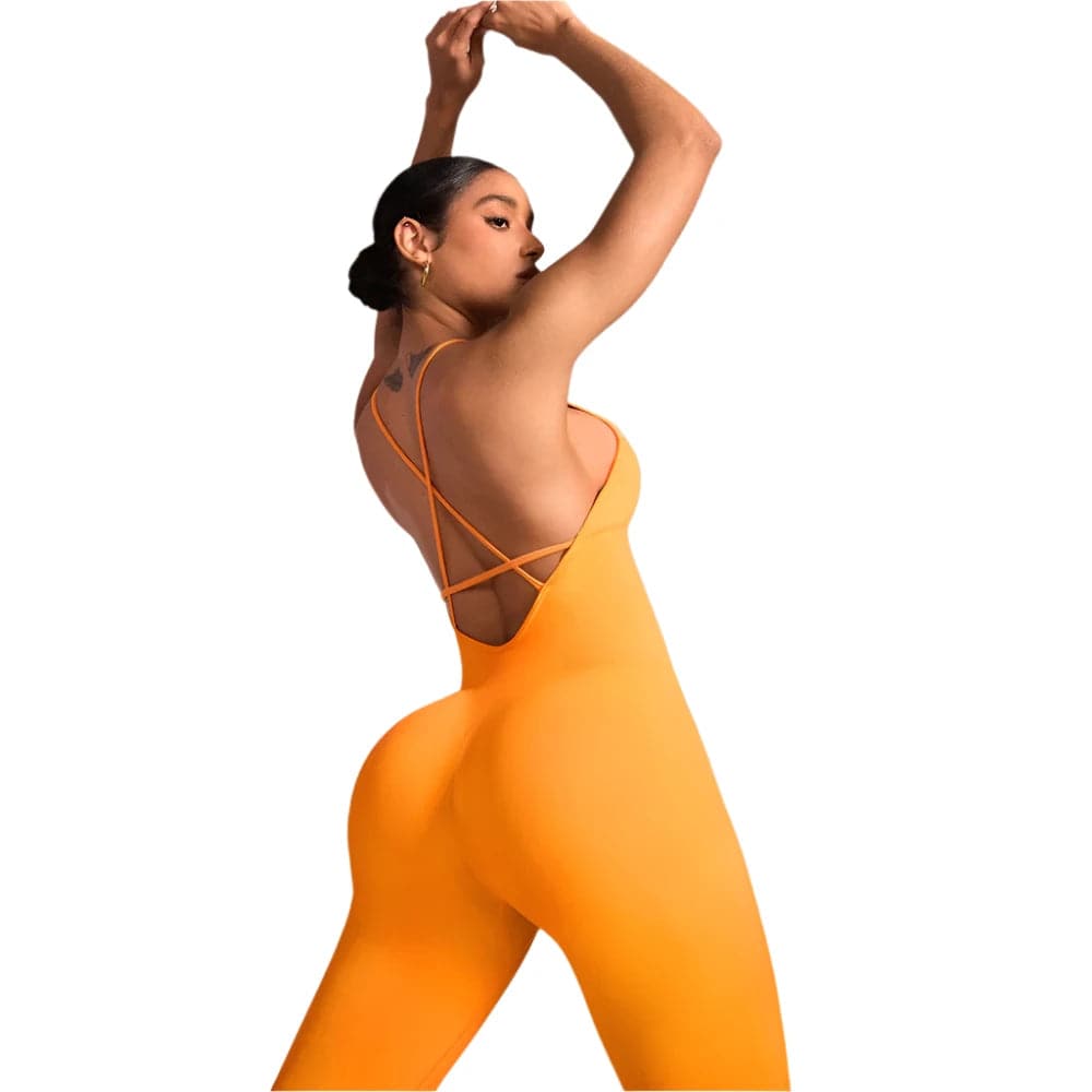 Women Sports Jumpsuit Gym Clothes One-piece Yoga Suit Backless Hollow-out Sleeveless Sportswear