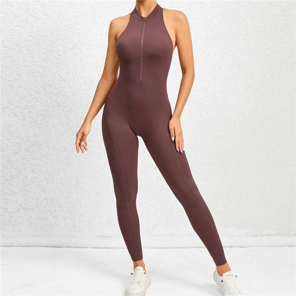 
                  
                    2024 Zipper Women Tracksuit Pad Yoga Set One Piece Jumpsuit Workout Scrunch Legging Rompers Sport Gym Active Suit Exercise Wear
                  
                