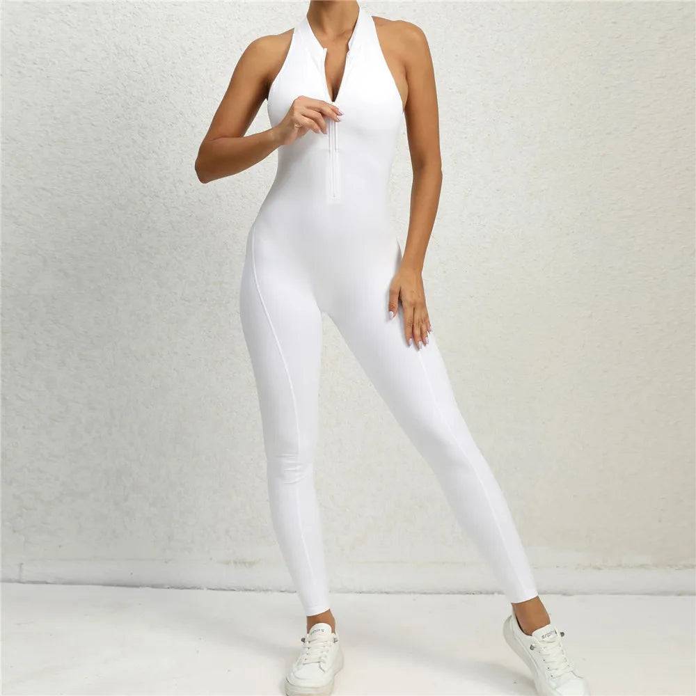 
                  
                    2024 Zipper Women Tracksuit Pad Yoga Set One Piece Jumpsuit Workout Scrunch Legging Rompers Sport Gym Active Suit Exercise Wear
                  
                