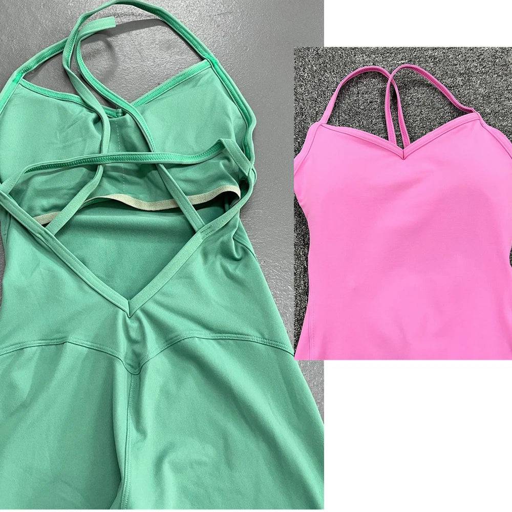 
                  
                    Backless Sports Woman 2023 Lycra Fitness Overalls One Piece Jumpsuit Shorts Sport Outfit Gym Workout Clothes for Women Sportwear
                  
                