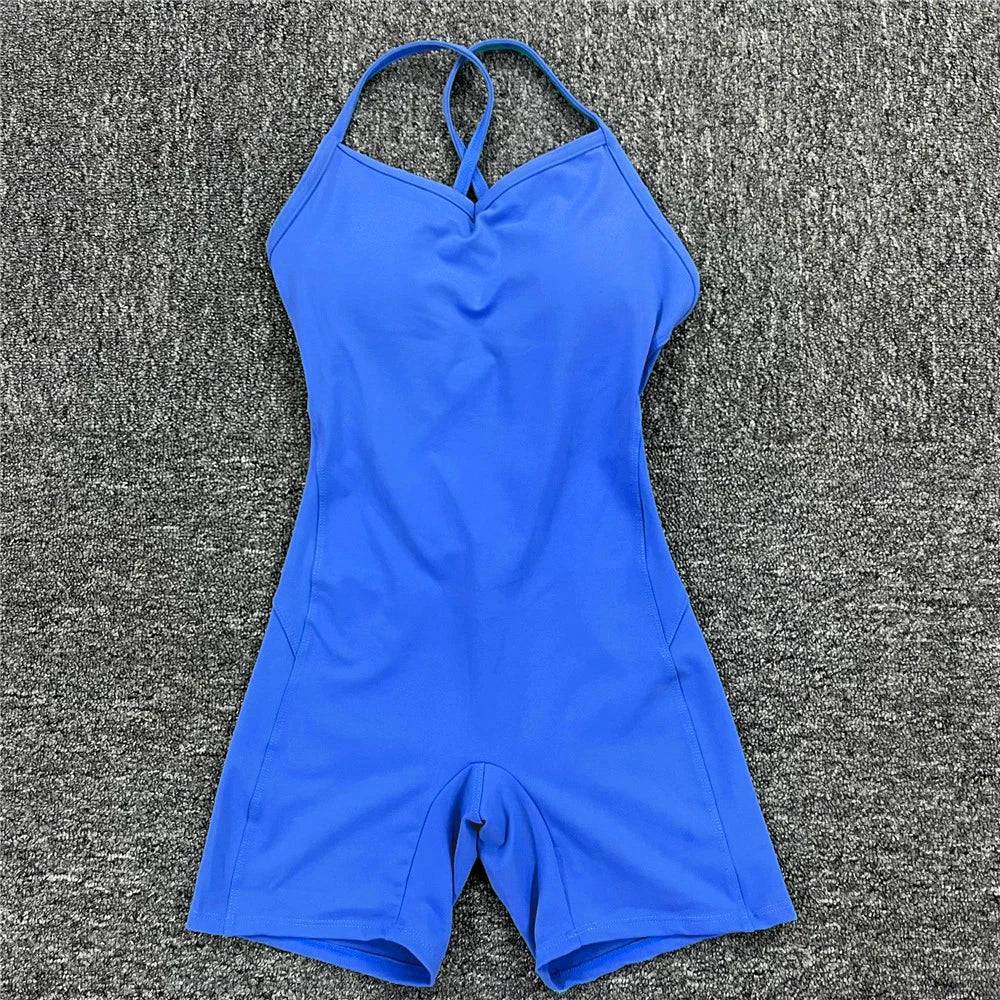 
                  
                    Backless Sports Woman 2023 Lycra Fitness Overalls One Piece Jumpsuit Shorts Sport Outfit Gym Workout Clothes for Women Sportwear
                  
                