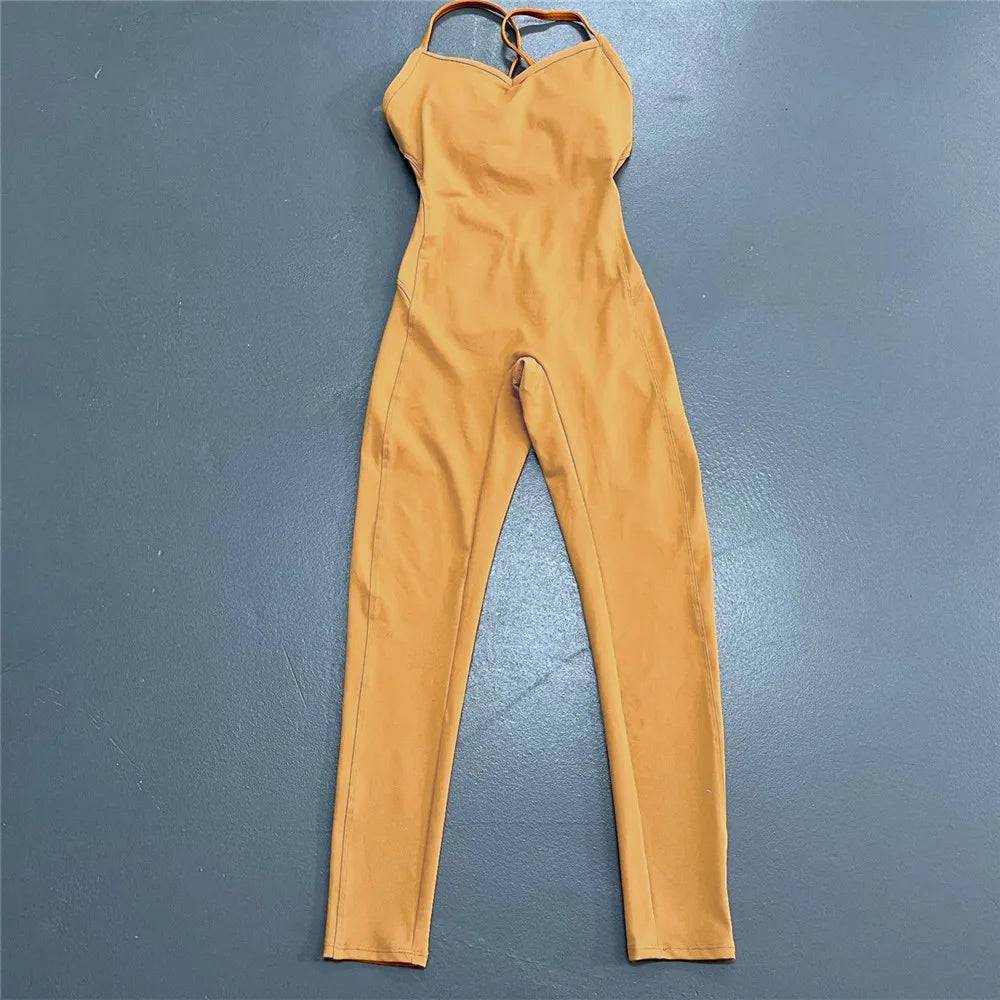 
                  
                    Backless Sports Woman 2023 Lycra Fitness Overalls One Piece Jumpsuit Shorts Sport Outfit Gym Workout Clothes for Women Sportwear
                  
                