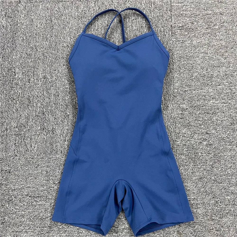 
                  
                    Backless Sports Woman 2023 Lycra Fitness Overalls One Piece Jumpsuit Shorts Sport Outfit Gym Workout Clothes for Women Sportwear
                  
                