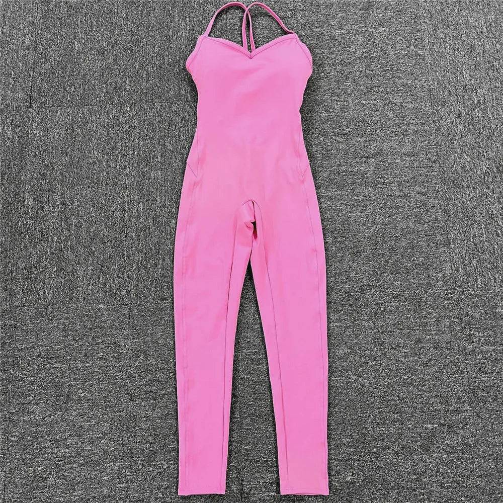 
                  
                    Backless Sports Woman 2023 Lycra Fitness Overalls One Piece Jumpsuit Shorts Sport Outfit Gym Workout Clothes for Women Sportwear
                  
                