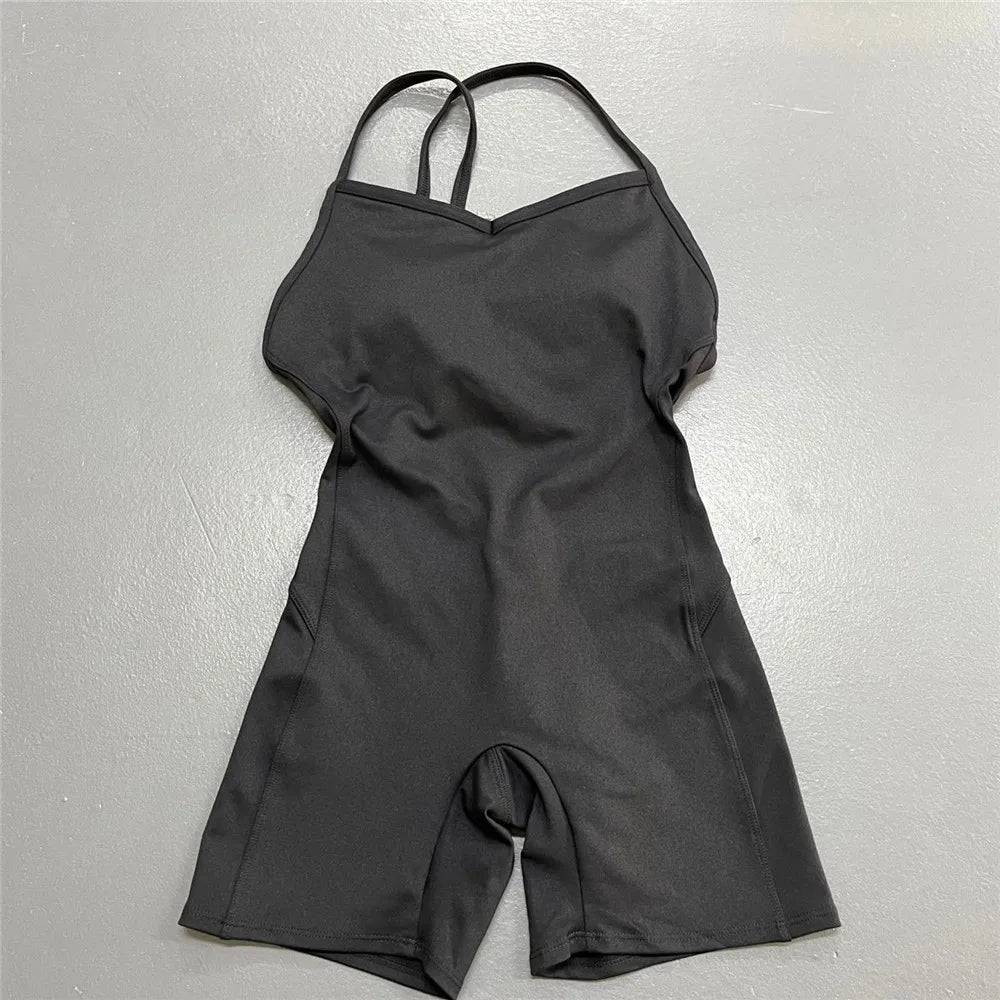 
                  
                    Backless Sports Woman 2023 Lycra Fitness Overalls One Piece Jumpsuit Shorts Sport Outfit Gym Workout Clothes for Women Sportwear
                  
                