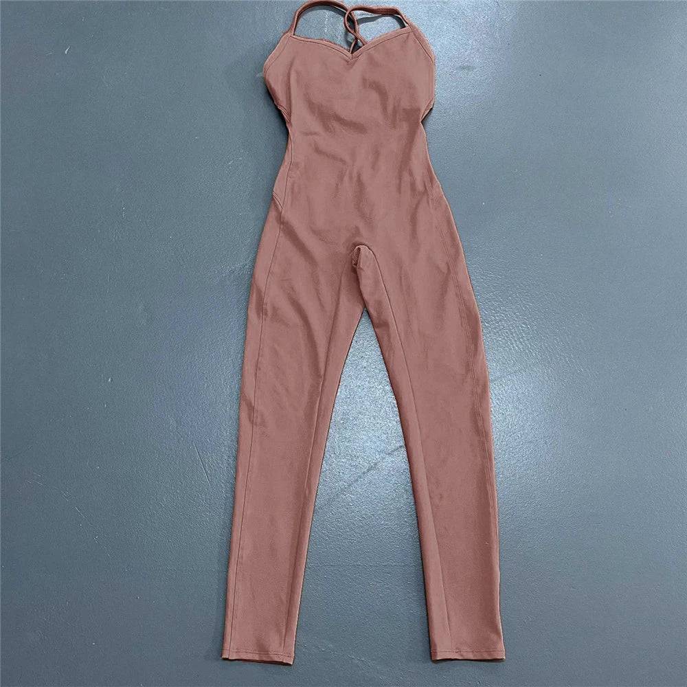 
                  
                    Backless Sports Woman 2023 Lycra Fitness Overalls One Piece Jumpsuit Shorts Sport Outfit Gym Workout Clothes for Women Sportwear
                  
                