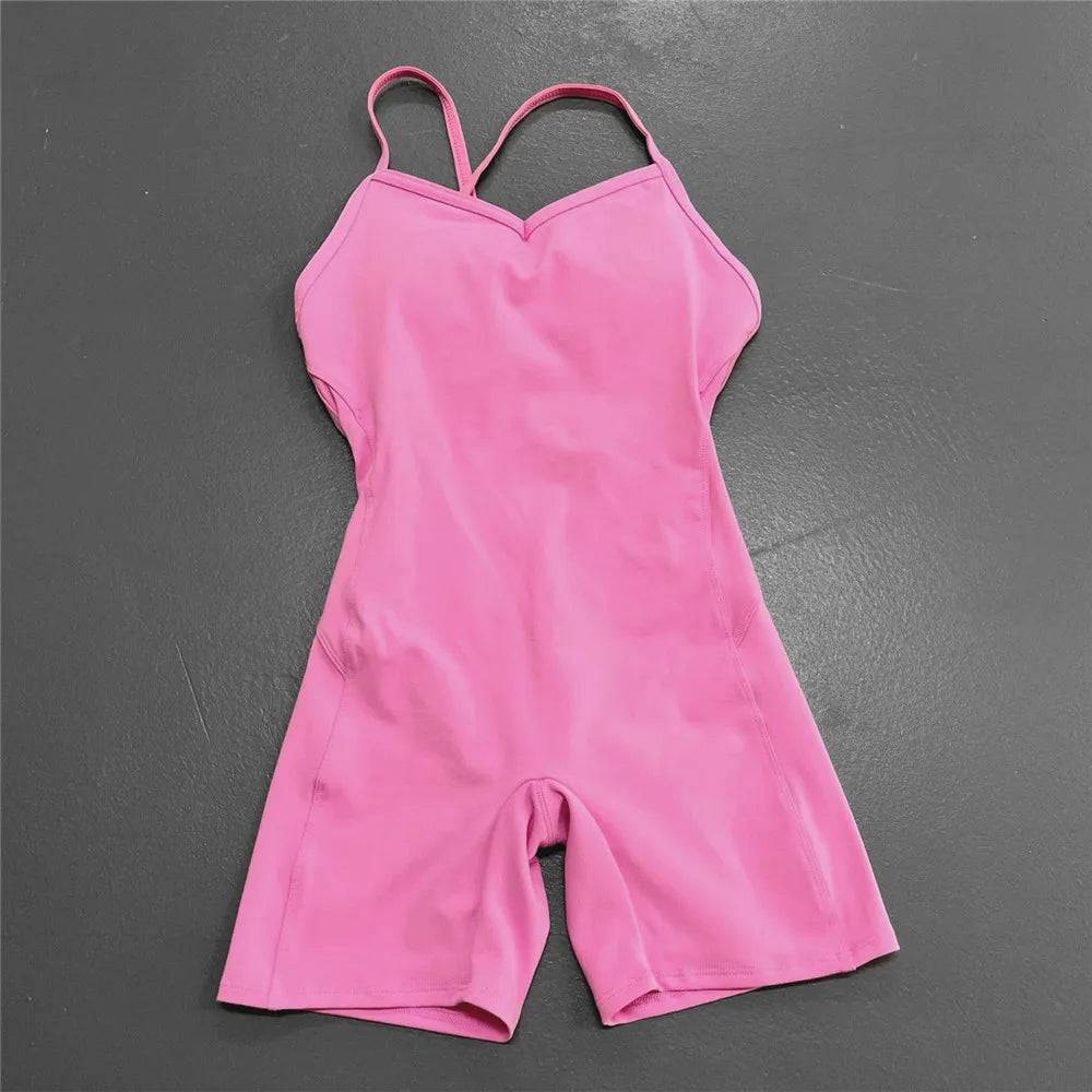 
                  
                    Backless Sports Woman 2023 Lycra Fitness Overalls One Piece Jumpsuit Shorts Sport Outfit Gym Workout Clothes for Women Sportwear
                  
                