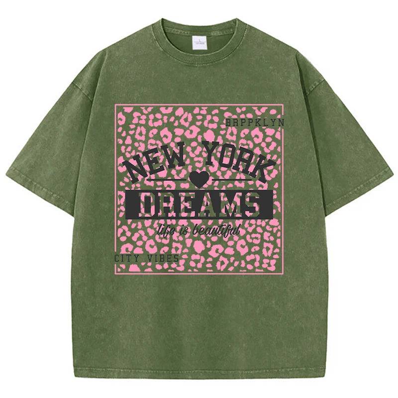 
                  
                    New York Dreams Printing Female T-Shirt Fashion Casual Tshirt Street Hip Hop Wash Short Sleeve Summer Comfortable Clothes
                  
                