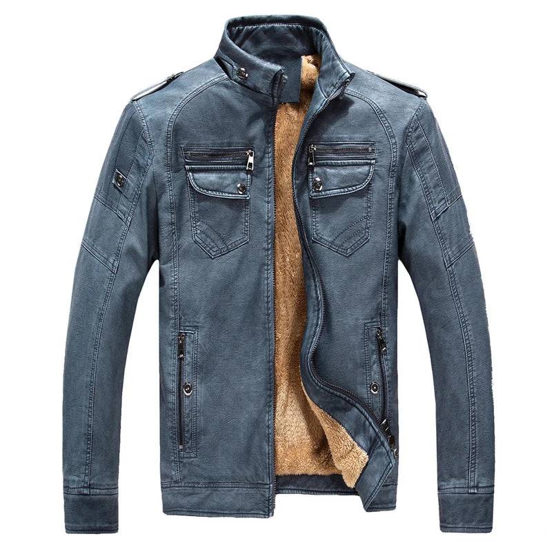 Autumn Winter Men's PU Leather Jacket Male Fleece Linner Motorcycle Coats Casual Warm Biker Leather Jackets Men Clothing