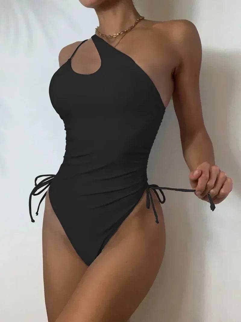 
                  
                    Fashion Solid Deep V Neck One Piece Swimsuit Women Yellow White Hollow Out Pleate Swimwear Beach Bandage Bathing Suit Monokini
                  
                