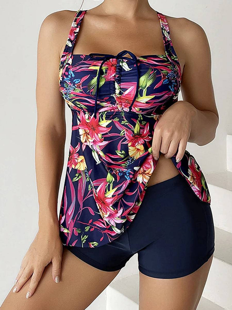 
                  
                    Drawstring Tankini Set Two Piece Swimsuit Short Women Floral Printed Swimwear Female Bathing Suit Beachwear Swimming Summer
                  
                