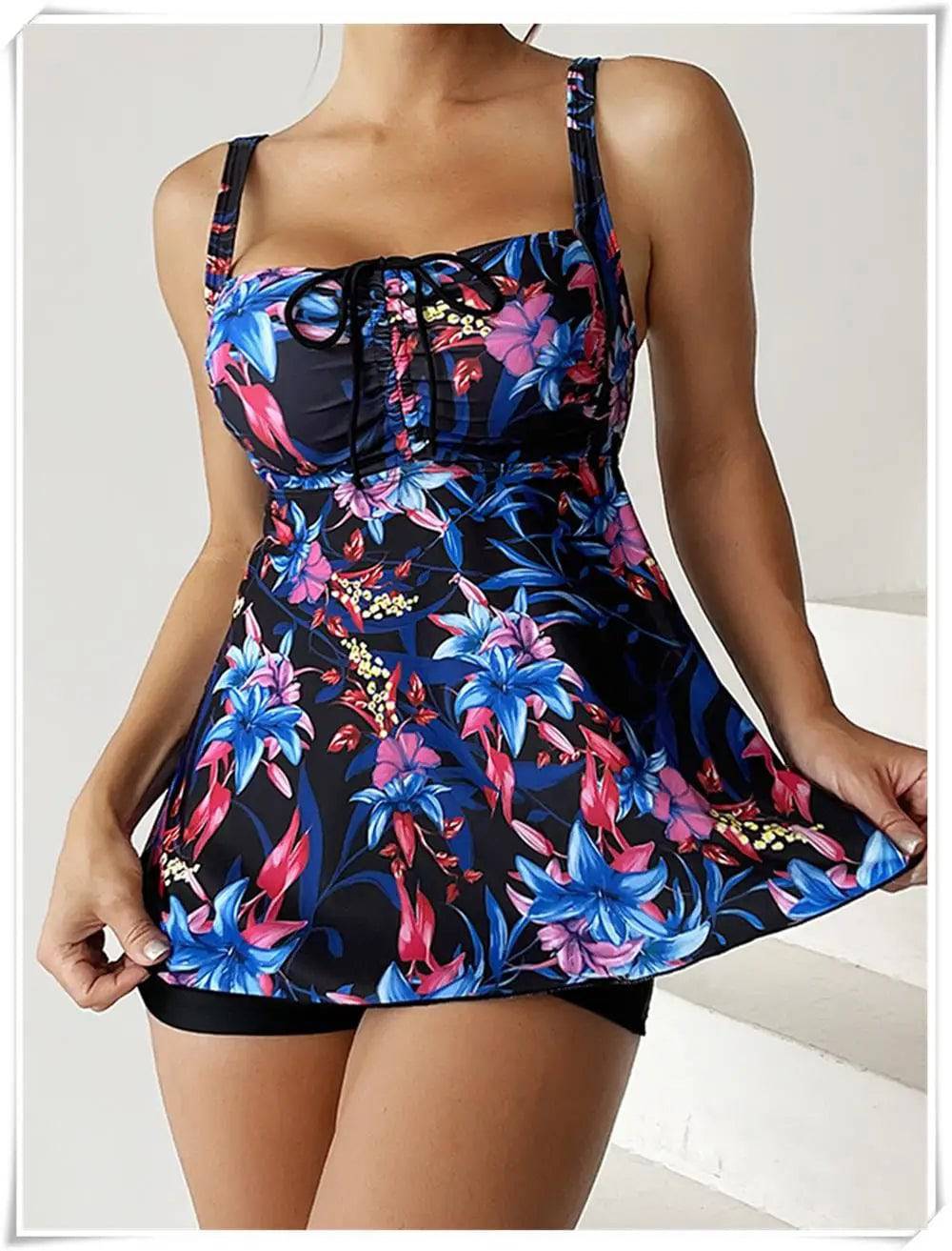 
                  
                    Drawstring Tankini Set Two Piece Swimsuit Short Women Floral Printed Swimwear Female Bathing Suit Beachwear Swimming Summer
                  
                