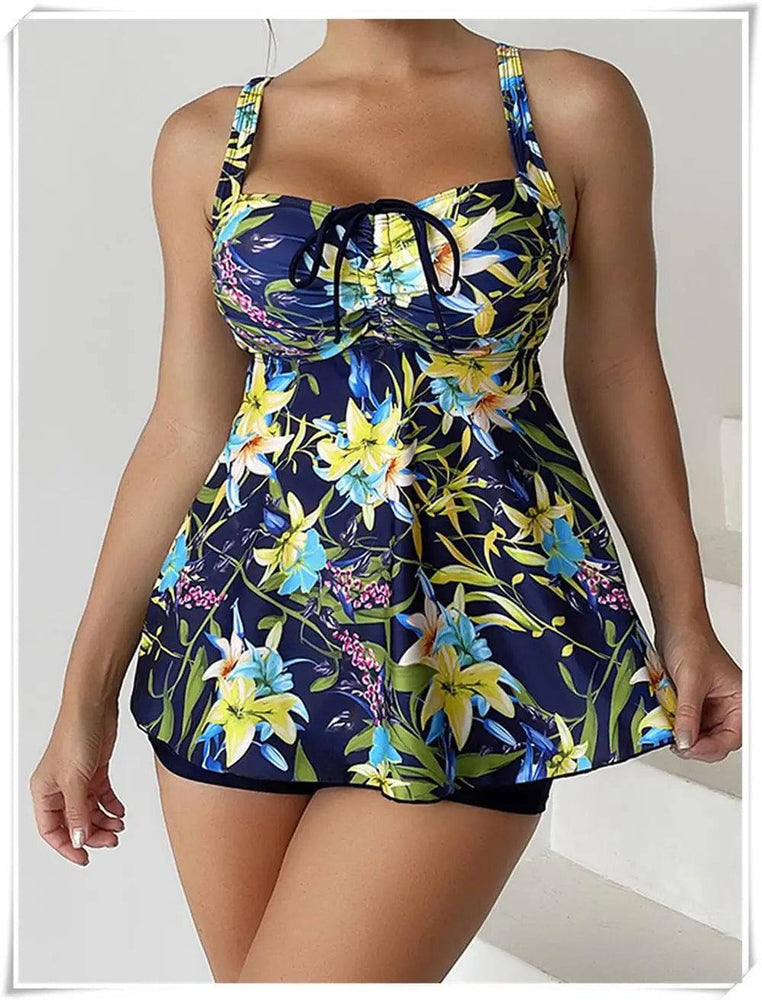 
                  
                    Drawstring Tankini Set Two Piece Swimsuit Short Women Floral Printed Swimwear Female Bathing Suit Beachwear Swimming Summer
                  
                