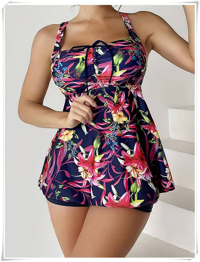 
                  
                    Drawstring Tankini Set Two Piece Swimsuit Short Women Floral Printed Swimwear Female Bathing Suit Beachwear Swimming Summer
                  
                