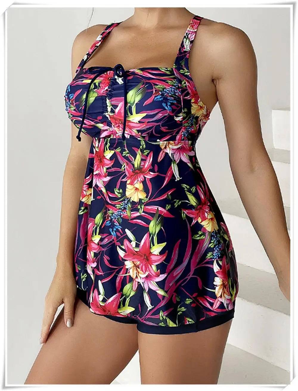 
                  
                    Drawstring Tankini Set Two Piece Swimsuit Short Women Floral Printed Swimwear Female Bathing Suit Beachwear Swimming Summer
                  
                