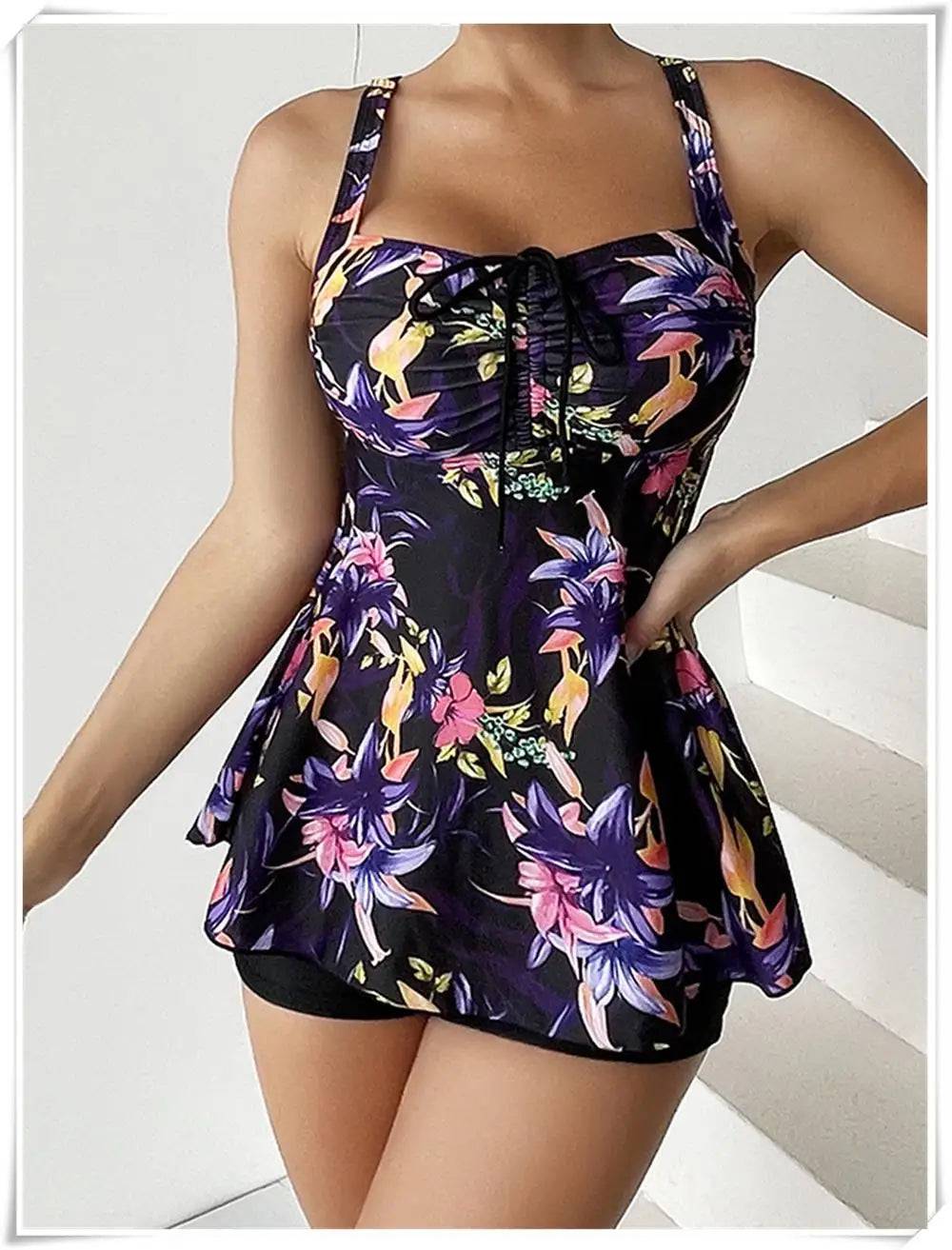 
                  
                    Drawstring Tankini Set Two Piece Swimsuit Short Women Floral Printed Swimwear Female Bathing Suit Beachwear Swimming Summer
                  
                