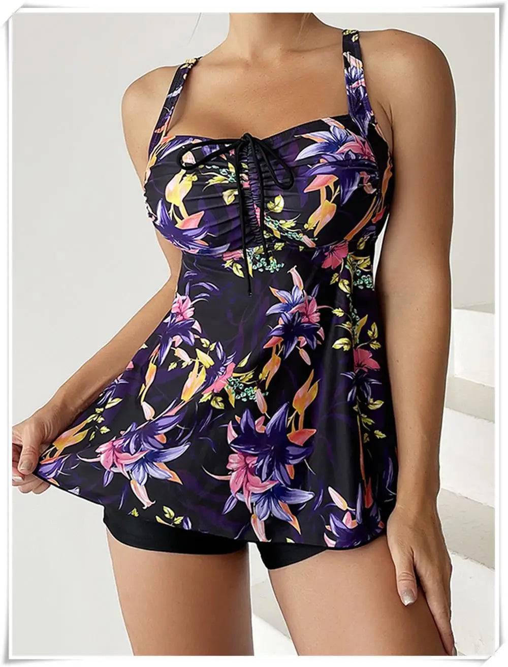 
                  
                    Drawstring Tankini Set Two Piece Swimsuit Short Women Floral Printed Swimwear Female Bathing Suit Beachwear Swimming Summer
                  
                