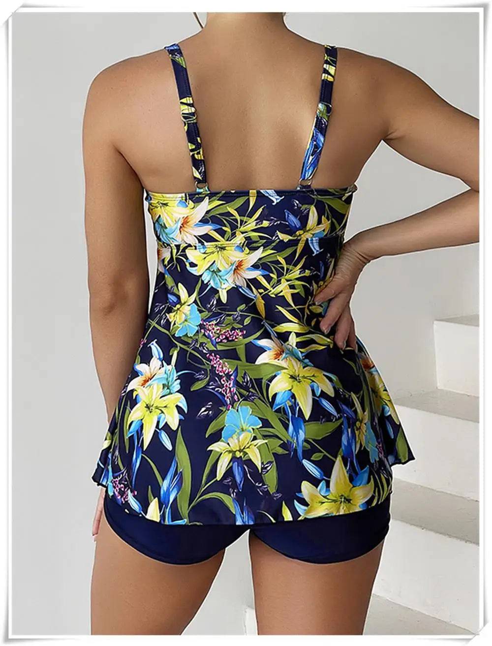 
                  
                    Drawstring Tankini Set Two Piece Swimsuit Short Women Floral Printed Swimwear Female Bathing Suit Beachwear Swimming Summer
                  
                