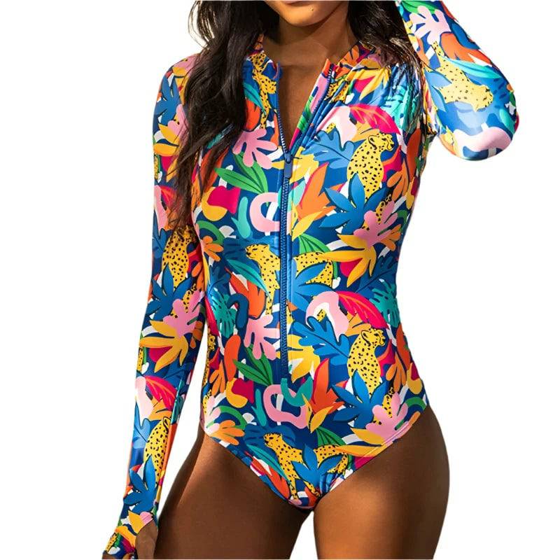 New One-Piece Swimsuit Closed Long Sleeve Swimwear For Sports Surfing Bodysuit Women Swimming Bathing Suit Beachwear Pool Bather