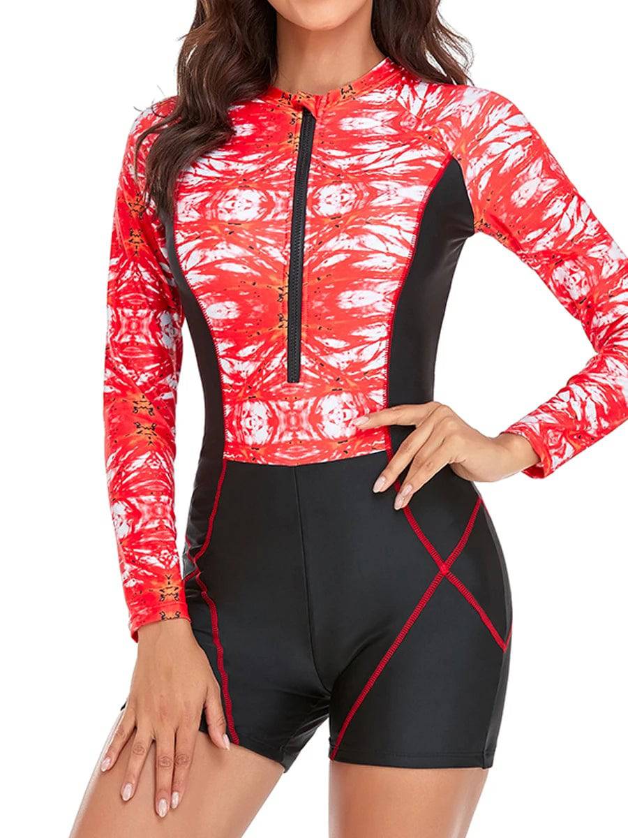 
                  
                    Long Sleeve Printed Swimsuit 2023 Women One Piece Surfing Swimwear Female Zipper Rashguard Diving Clothes Bathing Swimming Suit
                  
                