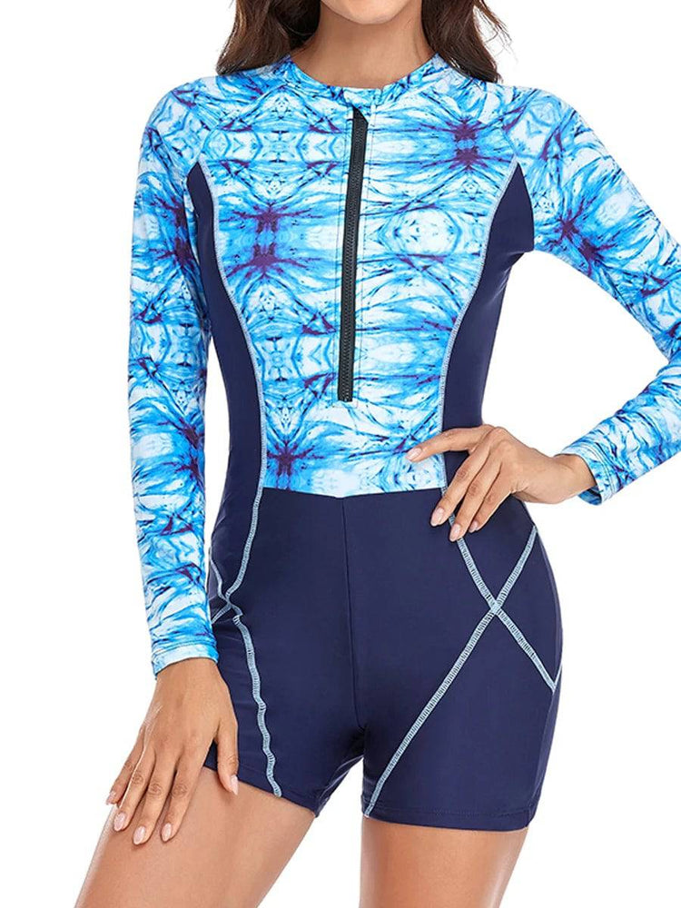 
                  
                    Long Sleeve Printed Swimsuit 2023 Women One Piece Surfing Swimwear Female Zipper Rashguard Diving Clothes Bathing Swimming Suit
                  
                