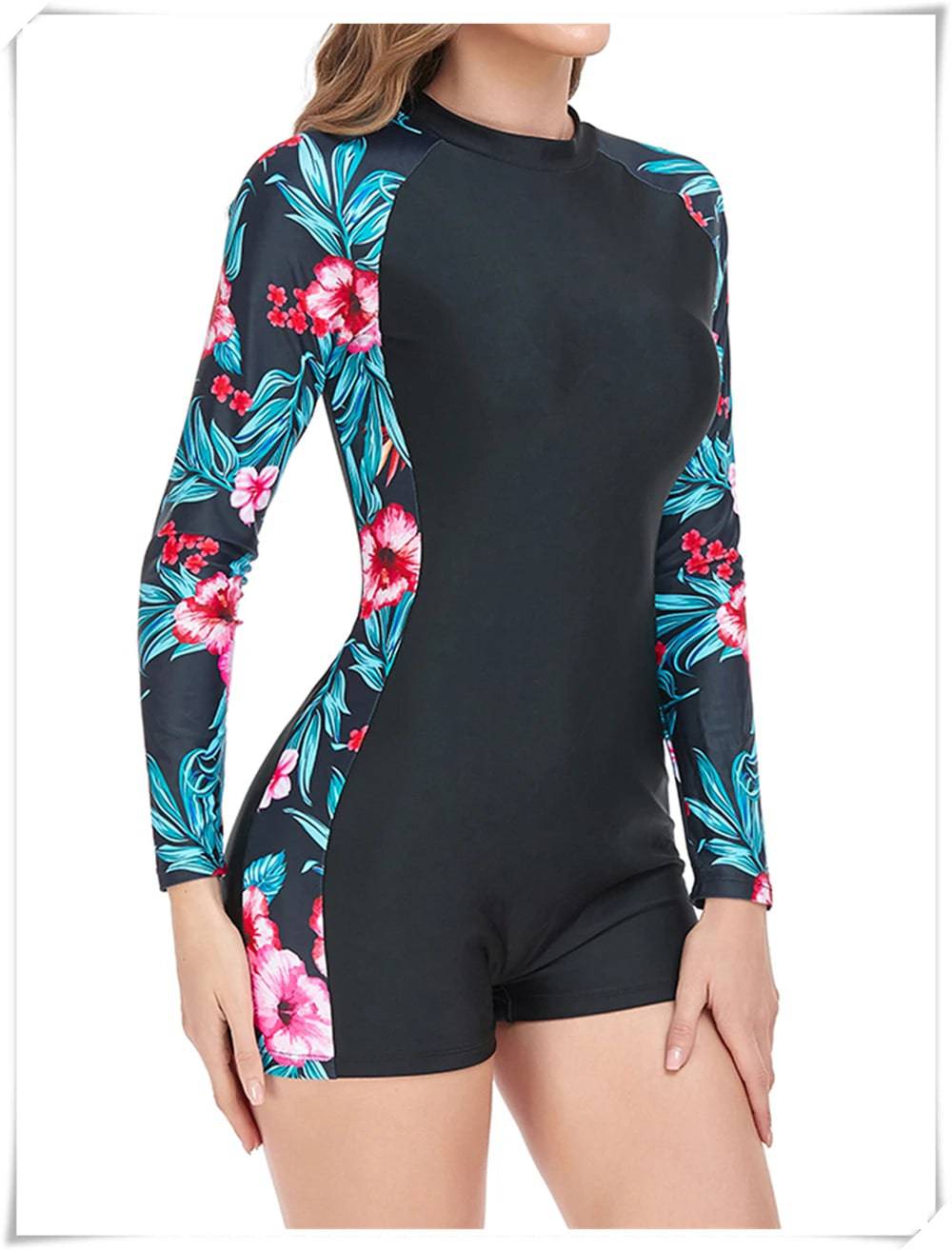 
                  
                    Long Sleeve Printed Swimsuit 2023 Women One Piece Surfing Swimwear Female Zipper Rashguard Diving Clothes Bathing Swimming Suit
                  
                