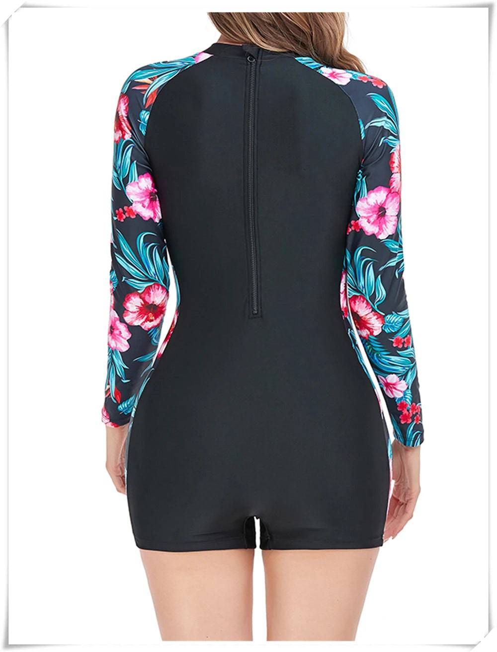 
                  
                    Long Sleeve Printed Swimsuit 2023 Women One Piece Surfing Swimwear Female Zipper Rashguard Diving Clothes Bathing Swimming Suit
                  
                