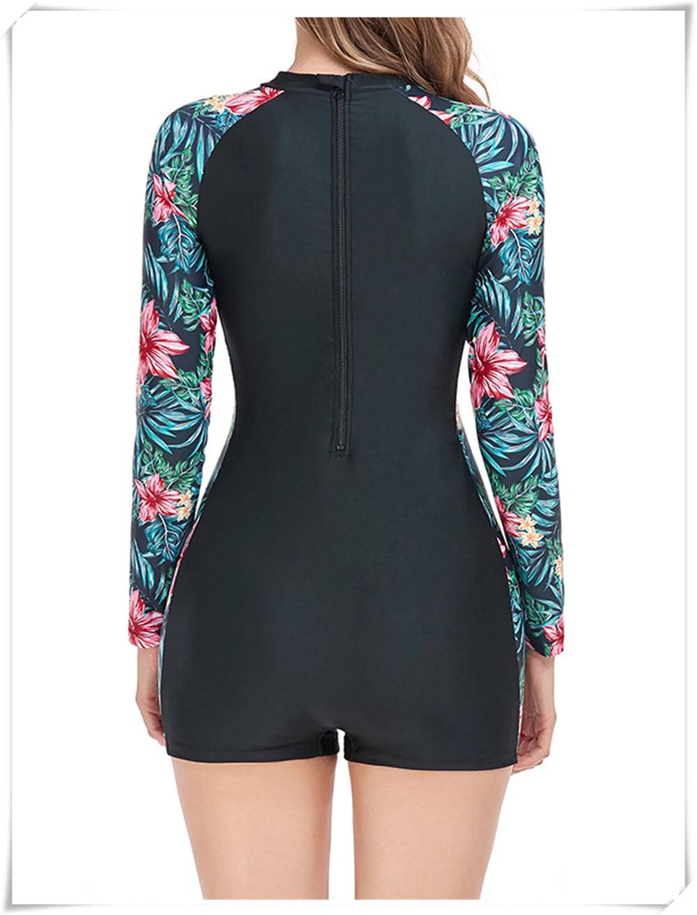 
                  
                    Long Sleeve Printed Swimsuit 2023 Women One Piece Surfing Swimwear Female Zipper Rashguard Diving Clothes Bathing Swimming Suit
                  
                