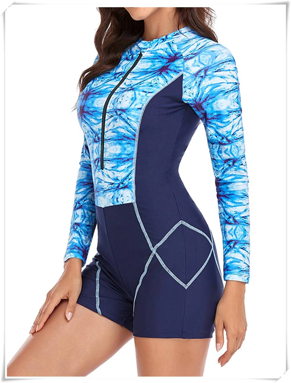 
                  
                    Long Sleeve Printed Swimsuit 2023 Women One Piece Surfing Swimwear Female Zipper Rashguard Diving Clothes Bathing Swimming Suit
                  
                