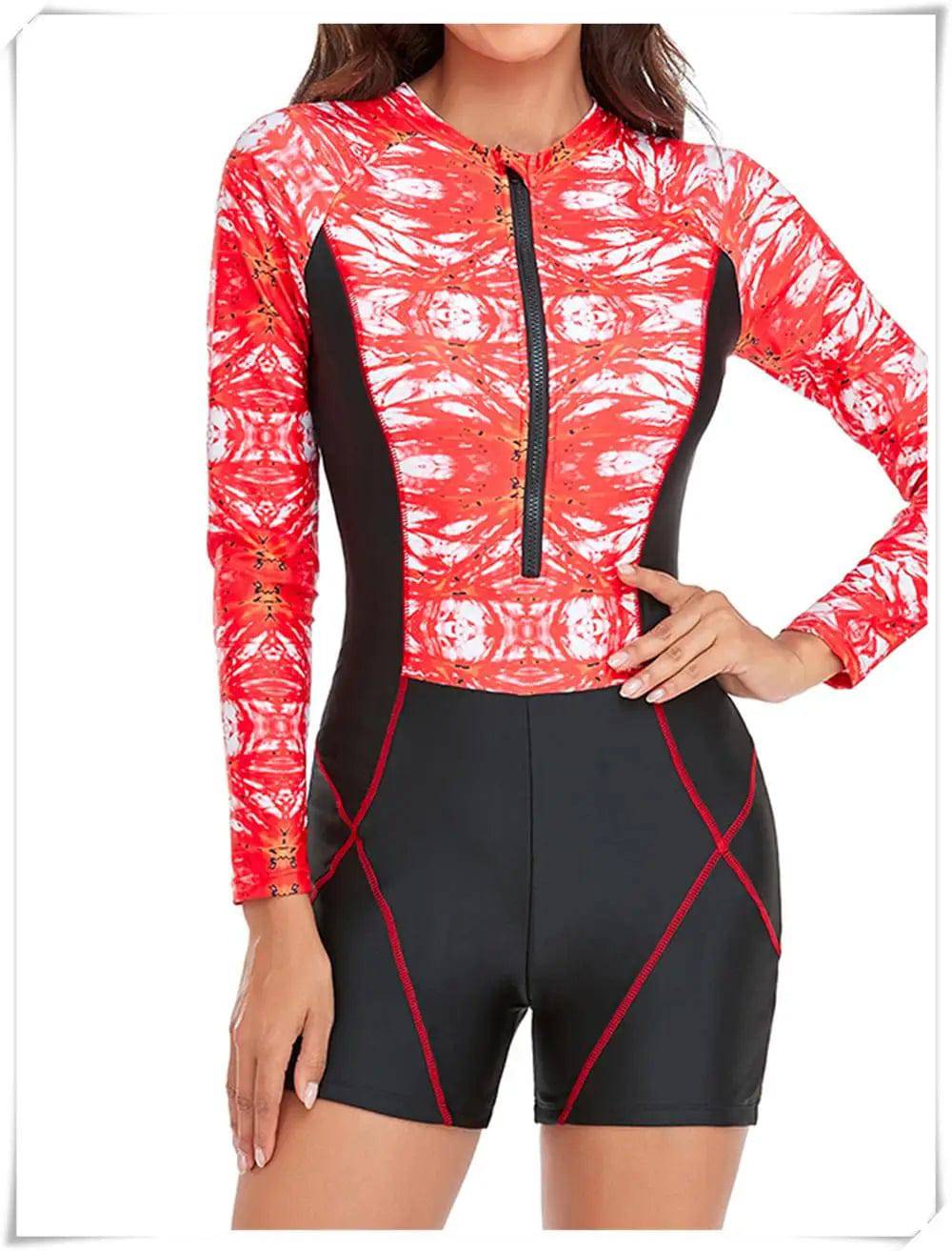 
                  
                    Long Sleeve Printed Swimsuit 2023 Women One Piece Surfing Swimwear Female Zipper Rashguard Diving Clothes Bathing Swimming Suit
                  
                