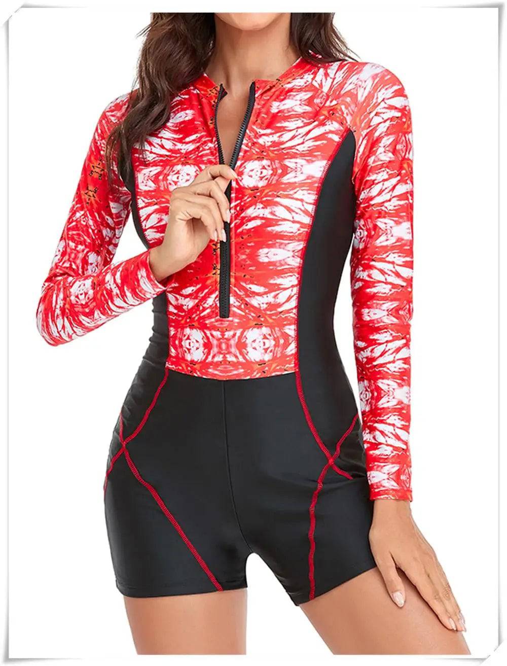 
                  
                    Long Sleeve Printed Swimsuit 2023 Women One Piece Surfing Swimwear Female Zipper Rashguard Diving Clothes Bathing Swimming Suit
                  
                